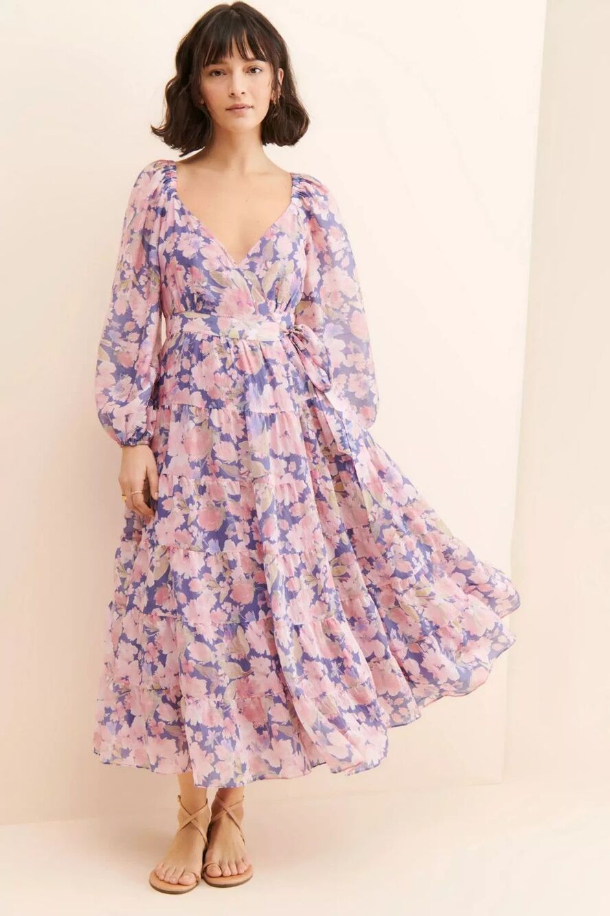 Anthropologie ASTR The Label Jannika Spring Wedding Guest Dress Midi Size S